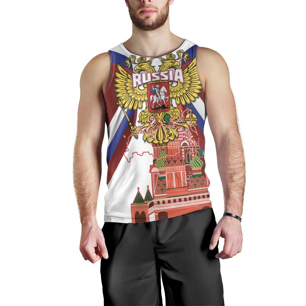 Russia Day Men Tank Top Coat Of Arms With Saint Basil's Cathedral