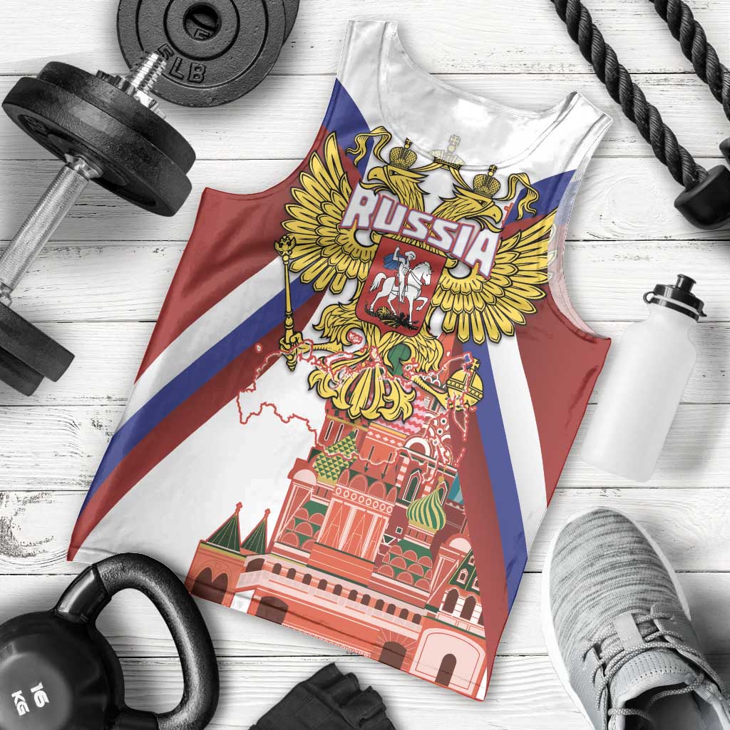 Russia Day Men Tank Top Coat Of Arms With Saint Basil's Cathedral
