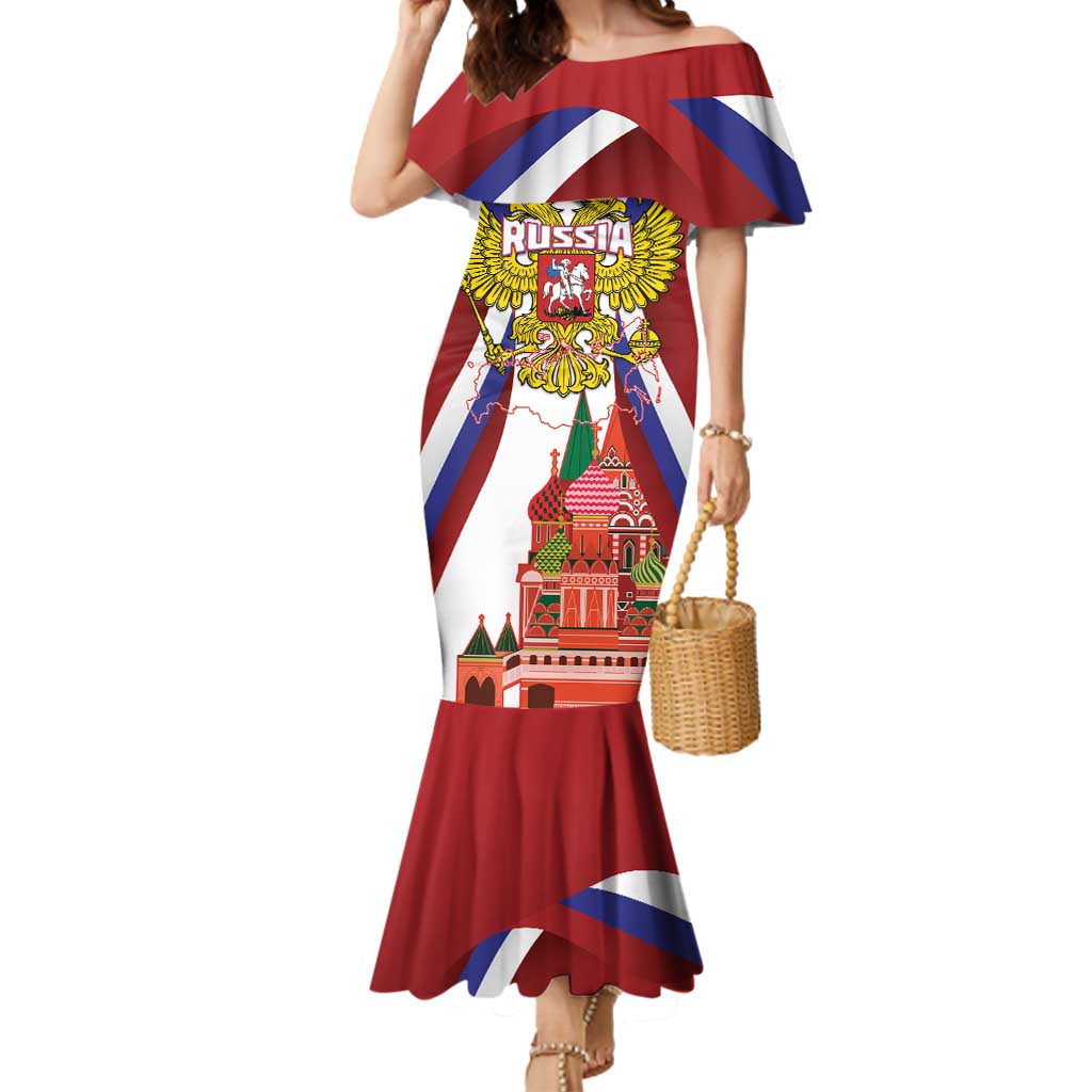 Russia Day Mermaid Dress Coat Of Arms With Saint Basil's Cathedral
