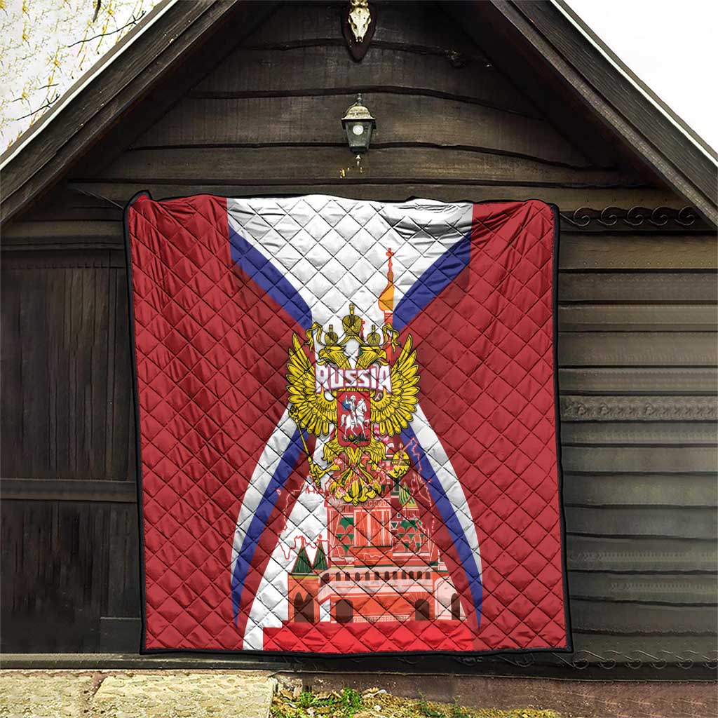 Russia Day Quilt Coat Of Arms With Saint Basil's Cathedral