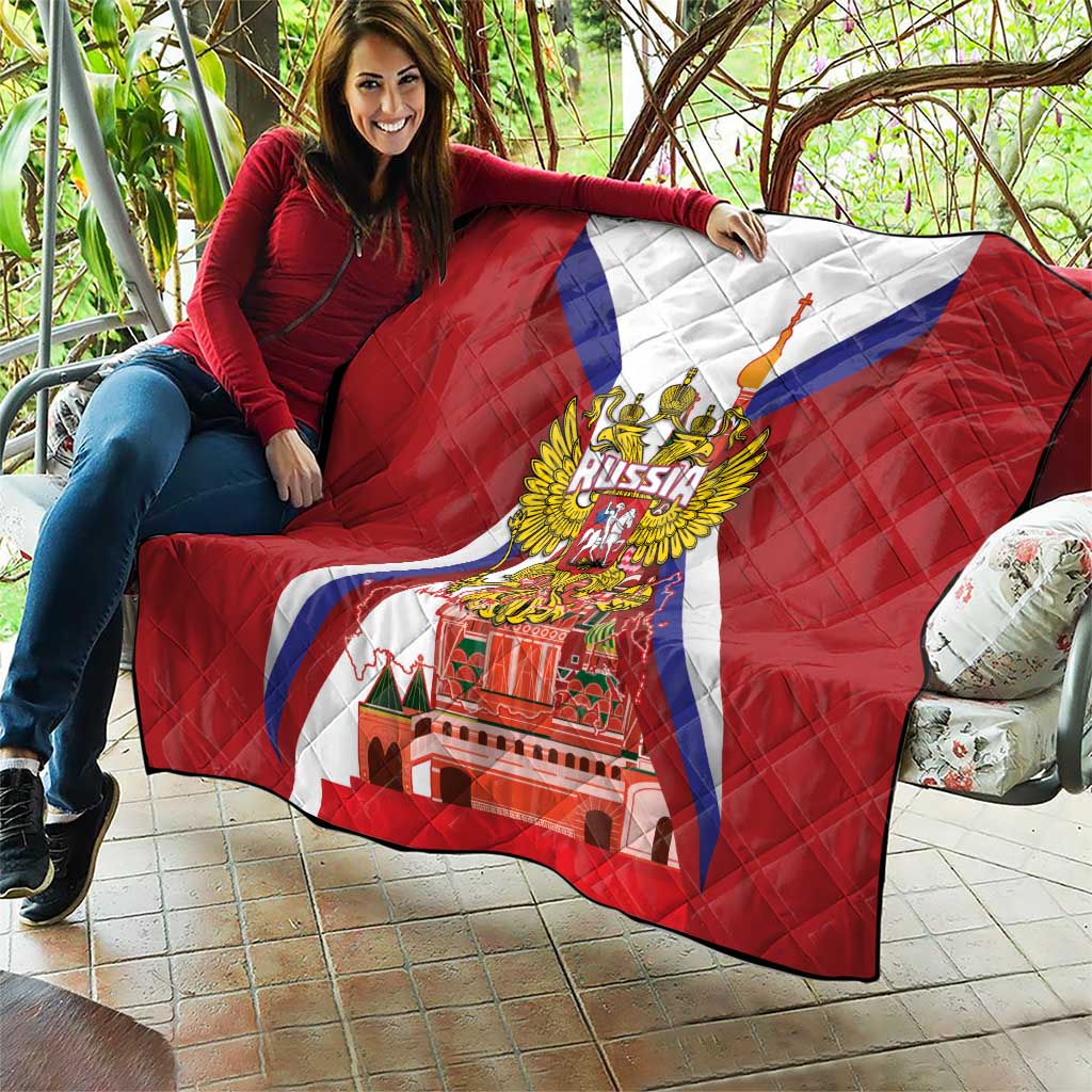Russia Day Quilt Coat Of Arms With Saint Basil's Cathedral