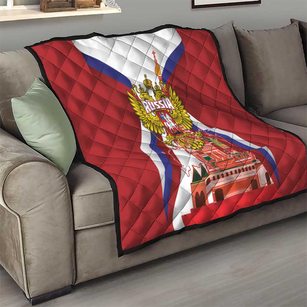 Russia Day Quilt Coat Of Arms With Saint Basil's Cathedral