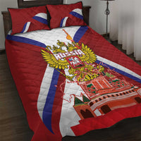 Russia Day Quilt Bed Set Coat Of Arms With Saint Basil's Cathedral