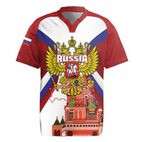 Russia Day Rugby Jersey Coat Of Arms With Saint Basil's Cathedral