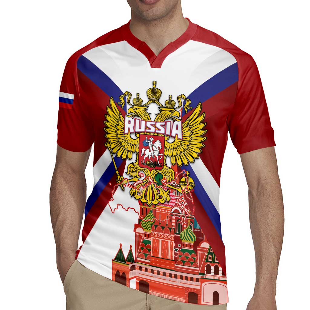 Russia Day Rugby Jersey Coat Of Arms With Saint Basil's Cathedral