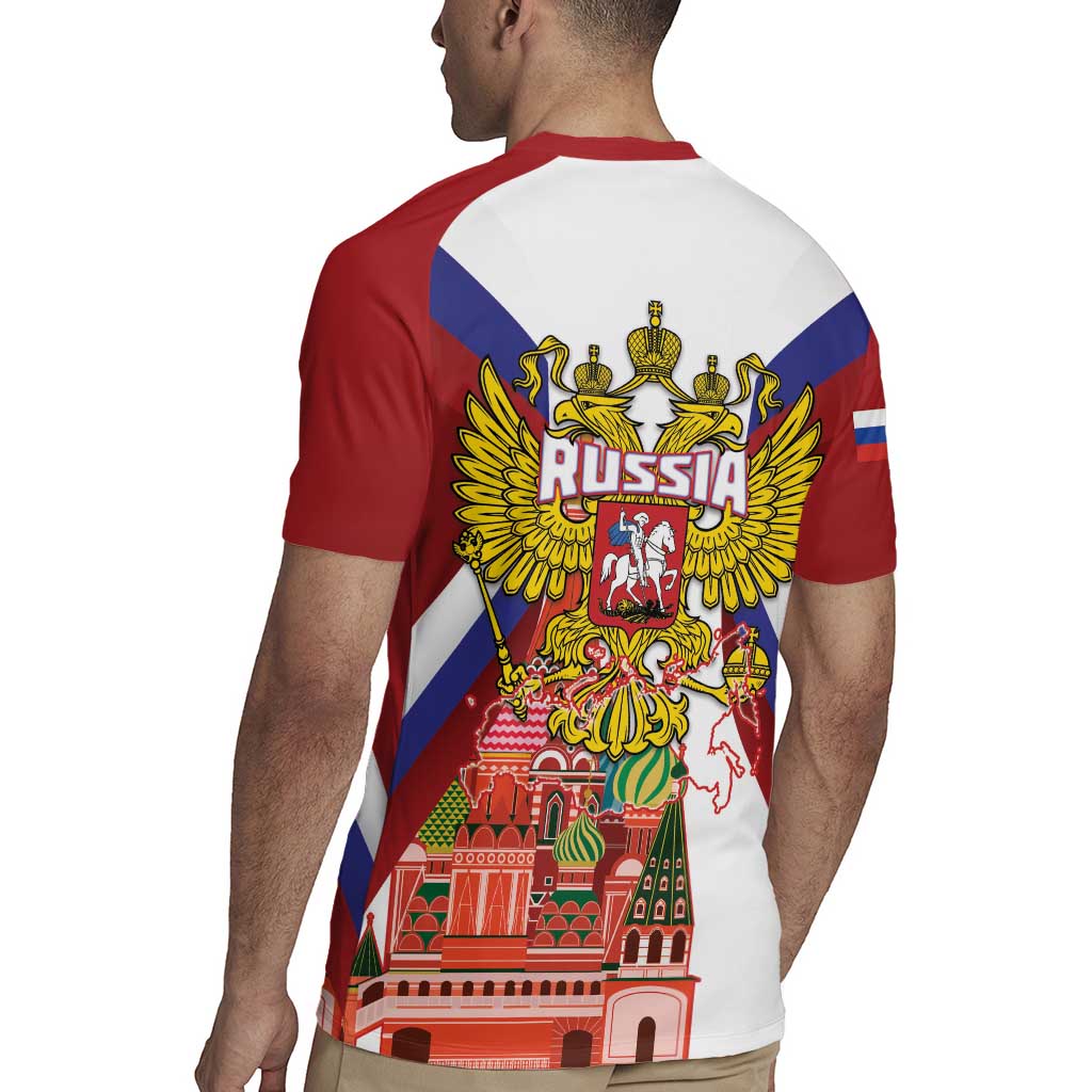 Russia Day Rugby Jersey Coat Of Arms With Saint Basil's Cathedral