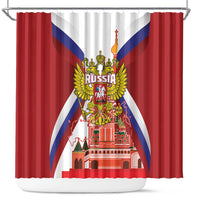 Russia Day Shower Curtain Coat Of Arms With Saint Basil's Cathedral