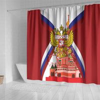 Russia Day Shower Curtain Coat Of Arms With Saint Basil's Cathedral