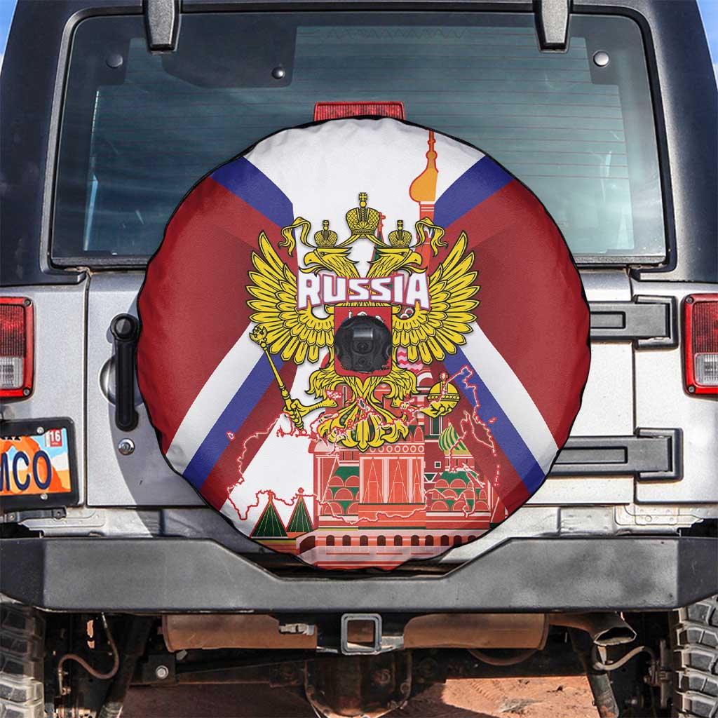Russia Day Spare Tire Cover Coat Of Arms With Saint Basil's Cathedral