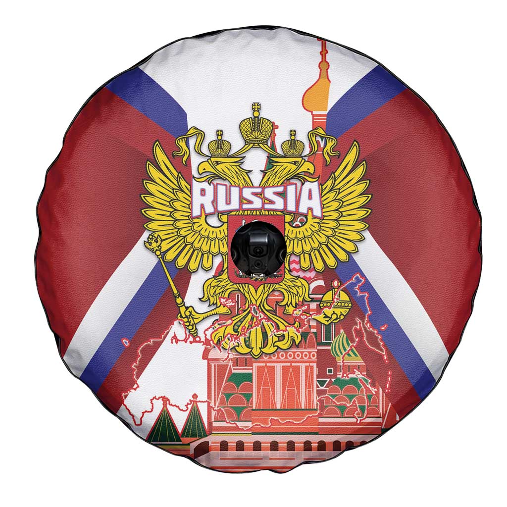 Russia Day Spare Tire Cover Coat Of Arms With Saint Basil's Cathedral