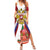 Russia Day Summer Maxi Dress Coat Of Arms With Saint Basil's Cathedral