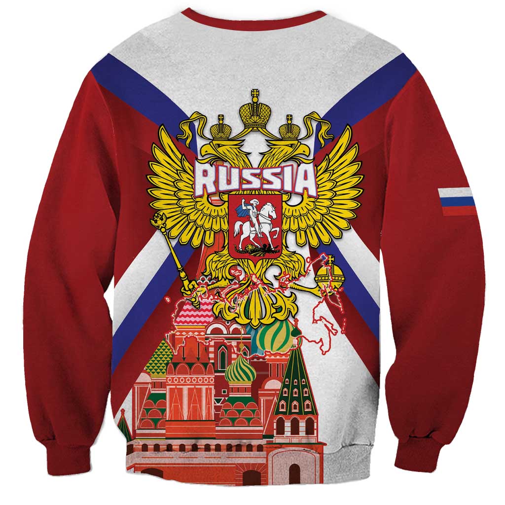Russia Day Sweatshirt Coat Of Arms With Saint Basil's Cathedral