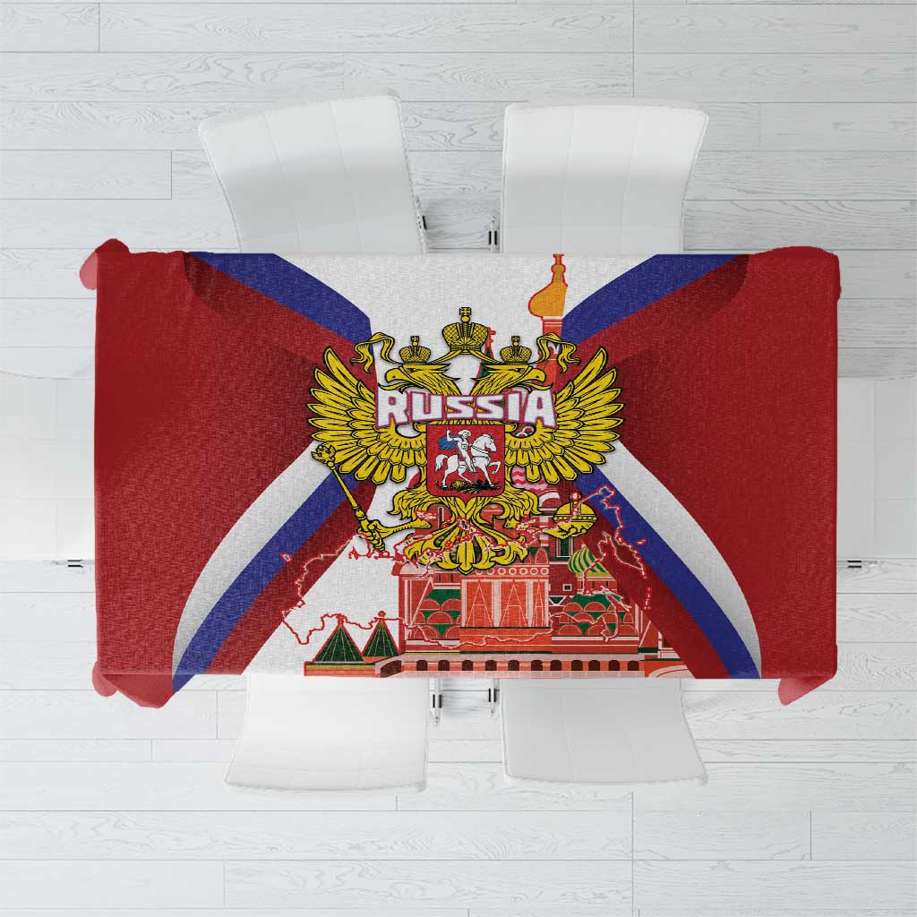 Russia Day Tablecloth Coat Of Arms With Saint Basil's Cathedral