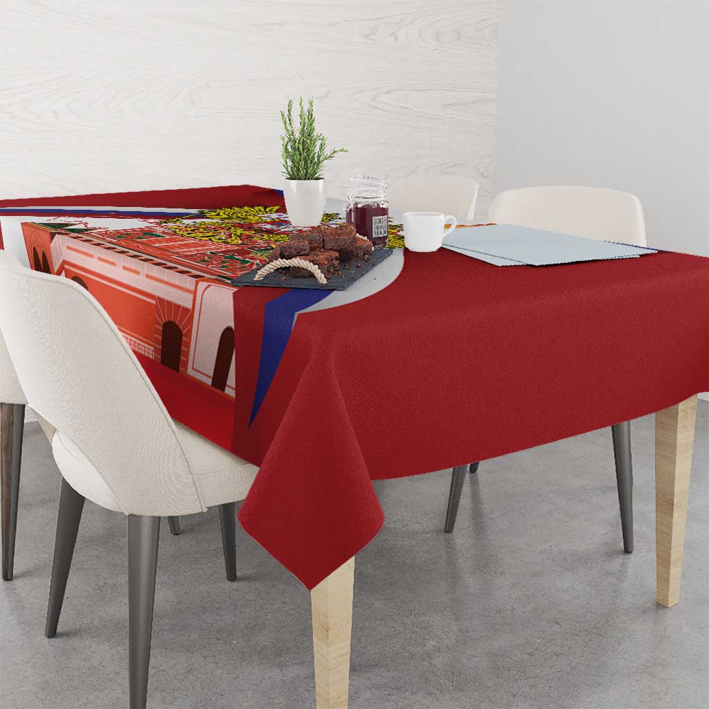 Russia Day Tablecloth Coat Of Arms With Saint Basil's Cathedral