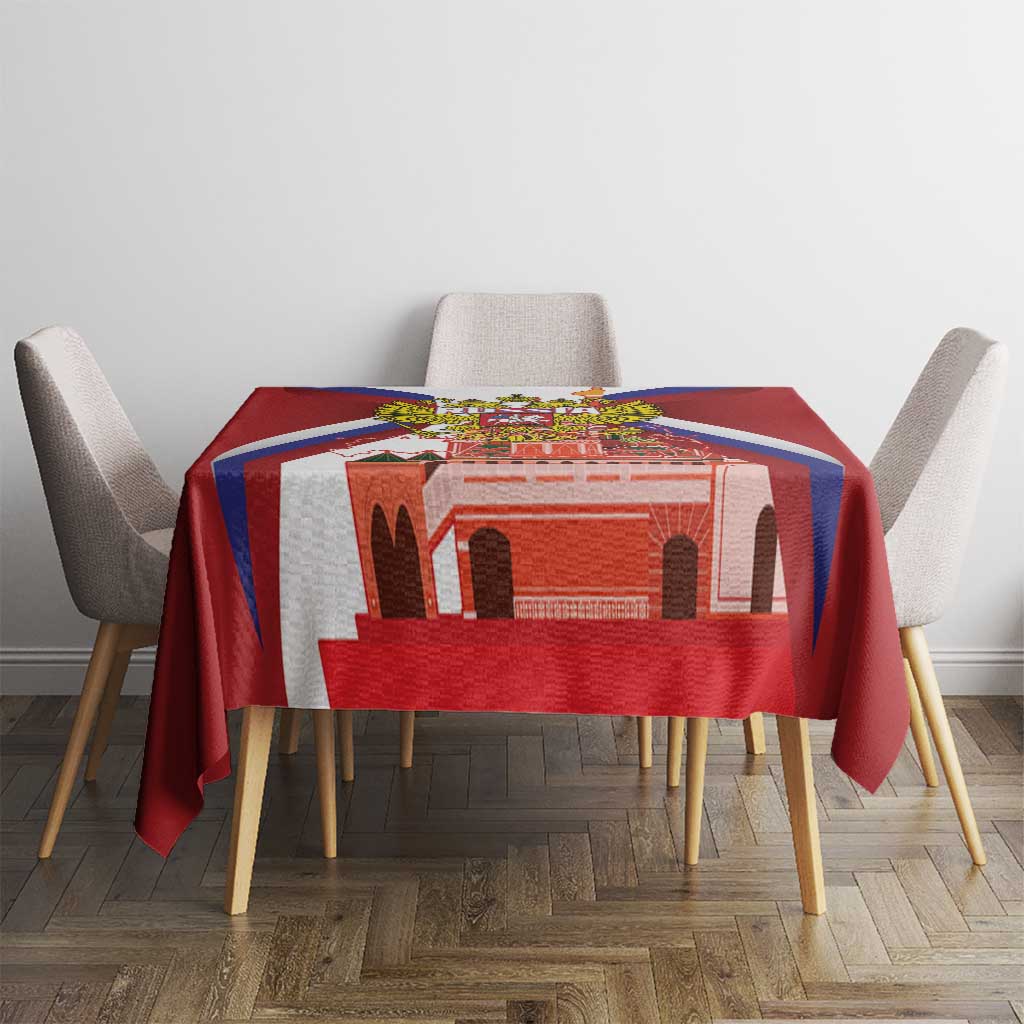 Russia Day Tablecloth Coat Of Arms With Saint Basil's Cathedral