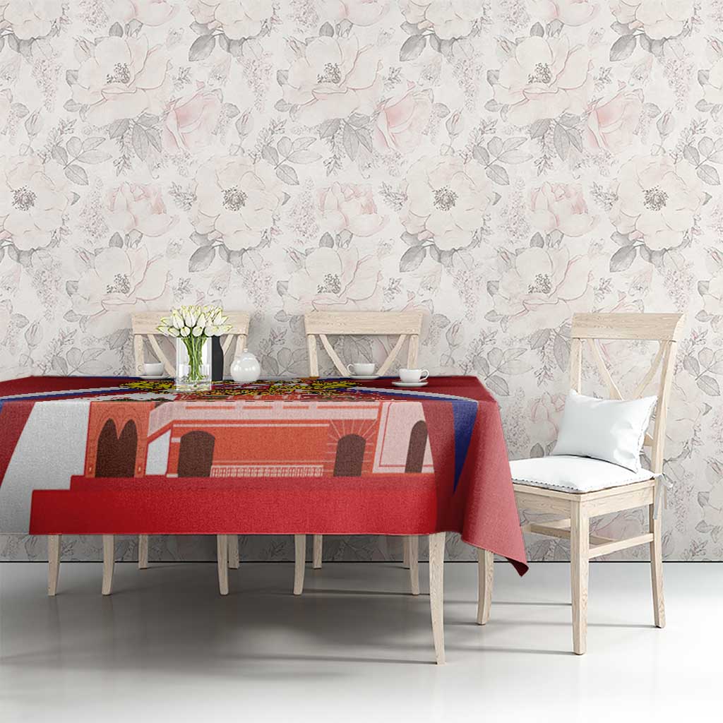 Russia Day Tablecloth Coat Of Arms With Saint Basil's Cathedral