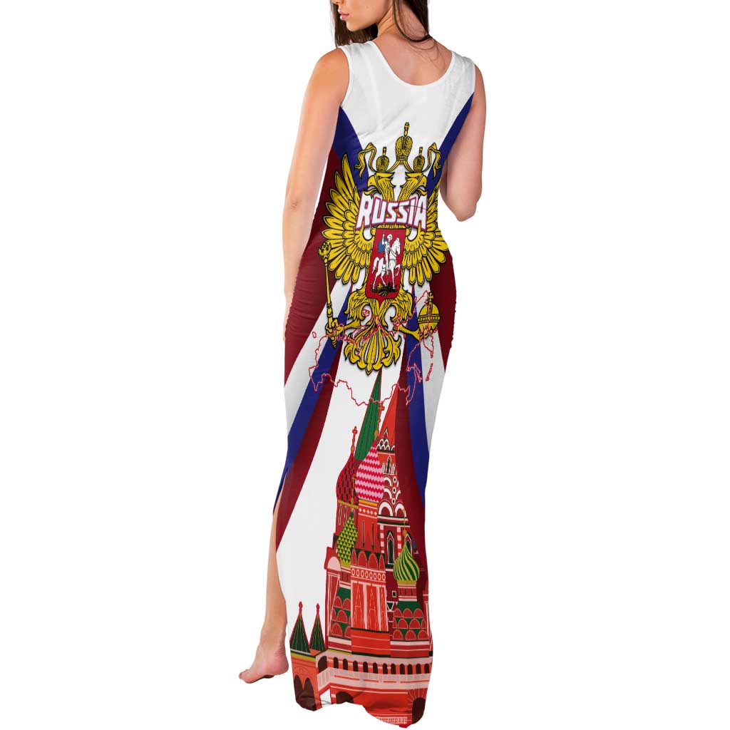 Russia Day Tank Maxi Dress Coat Of Arms With Saint Basil's Cathedral
