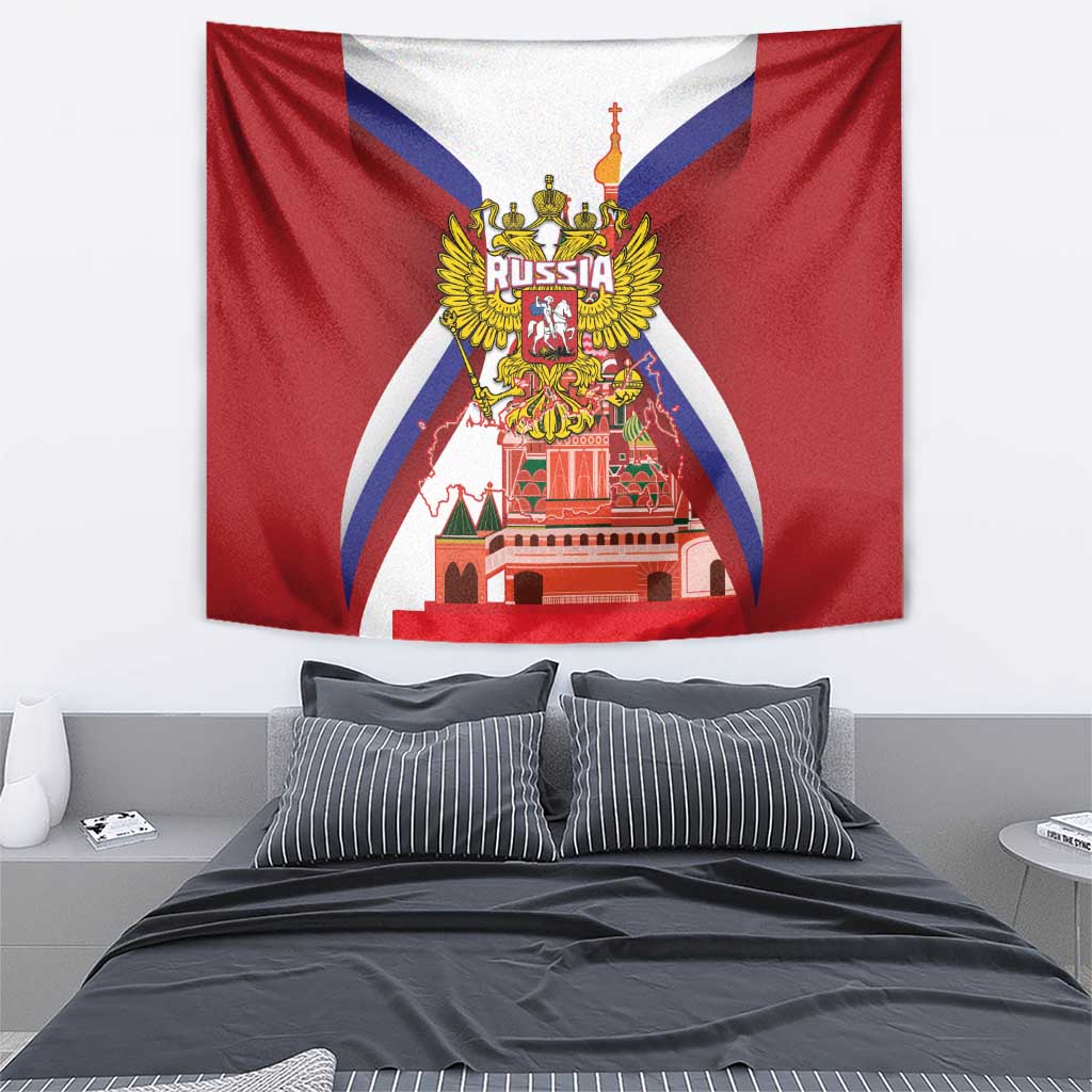 Russia Day Tapestry Coat Of Arms With Saint Basil's Cathedral