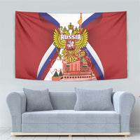 Russia Day Tapestry Coat Of Arms With Saint Basil's Cathedral