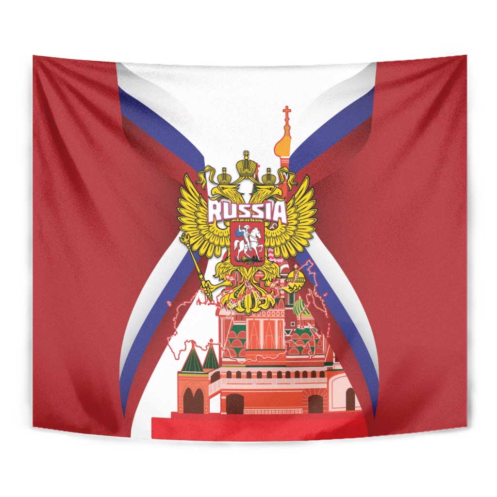 Russia Day Tapestry Coat Of Arms With Saint Basil's Cathedral
