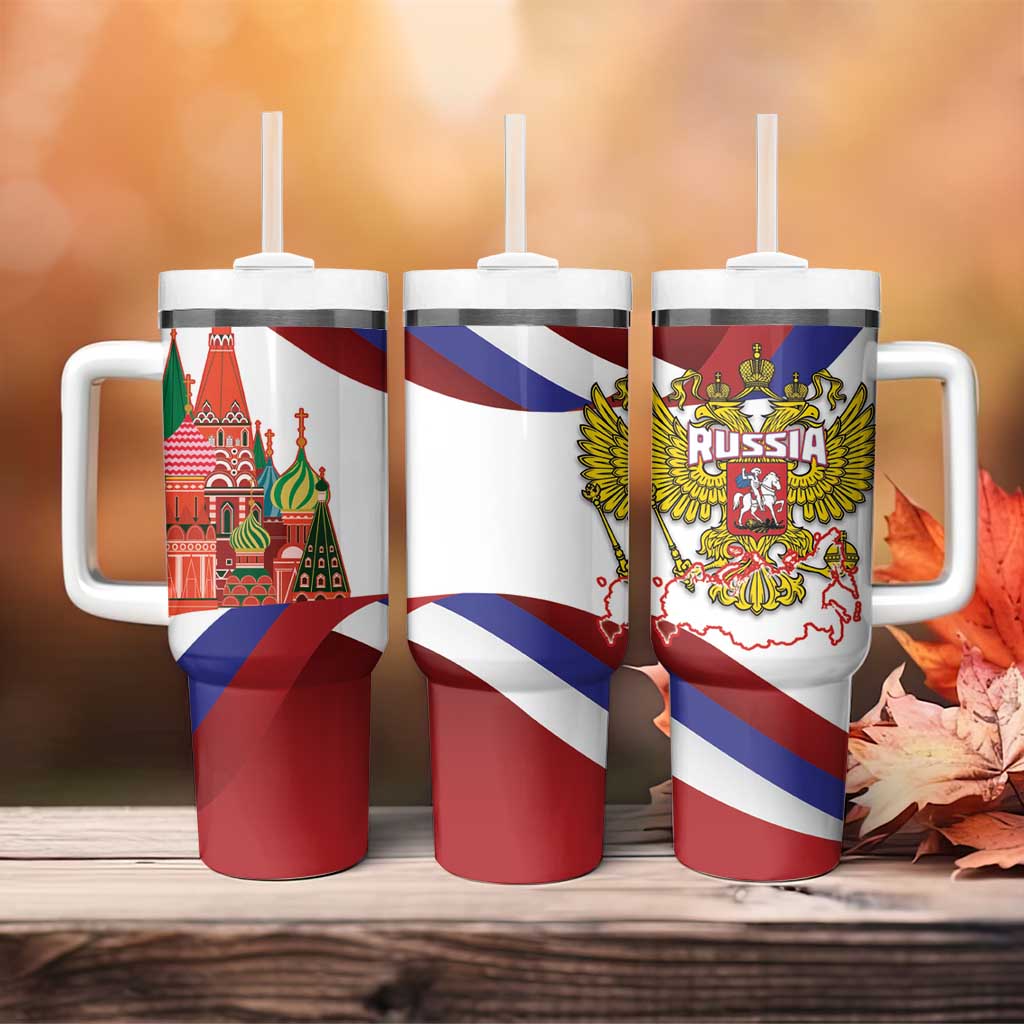 Russia Day Tumbler With Handle Coat Of Arms With Saint Basil's Cathedral
