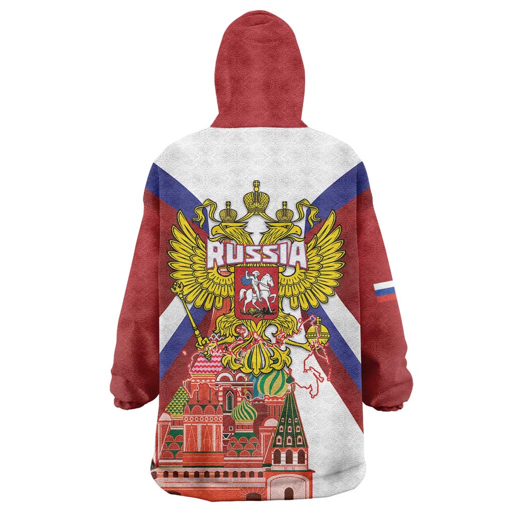 Russia Day Wearable Blanket Hoodie Coat Of Arms With Saint Basil's Cathedral