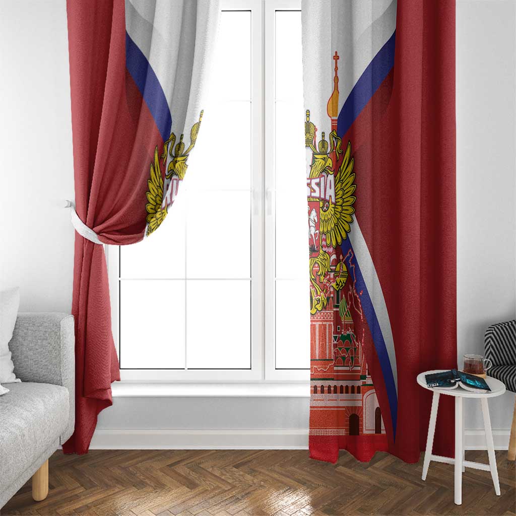 Russia Day Window Curtain Coat Of Arms With Saint Basil's Cathedral