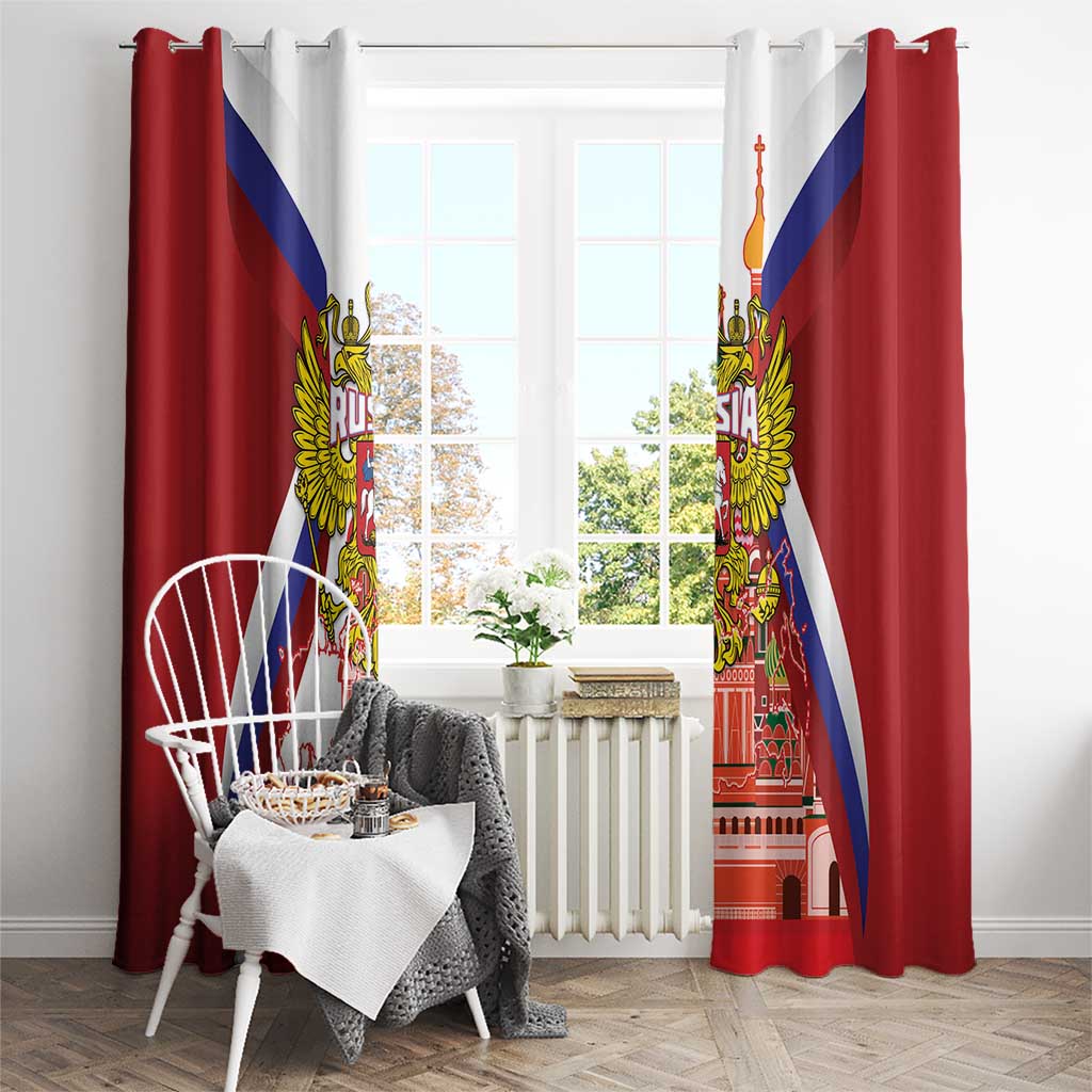 Russia Day Window Curtain Coat Of Arms With Saint Basil's Cathedral