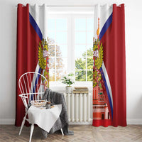 Russia Day Window Curtain Coat Of Arms With Saint Basil's Cathedral