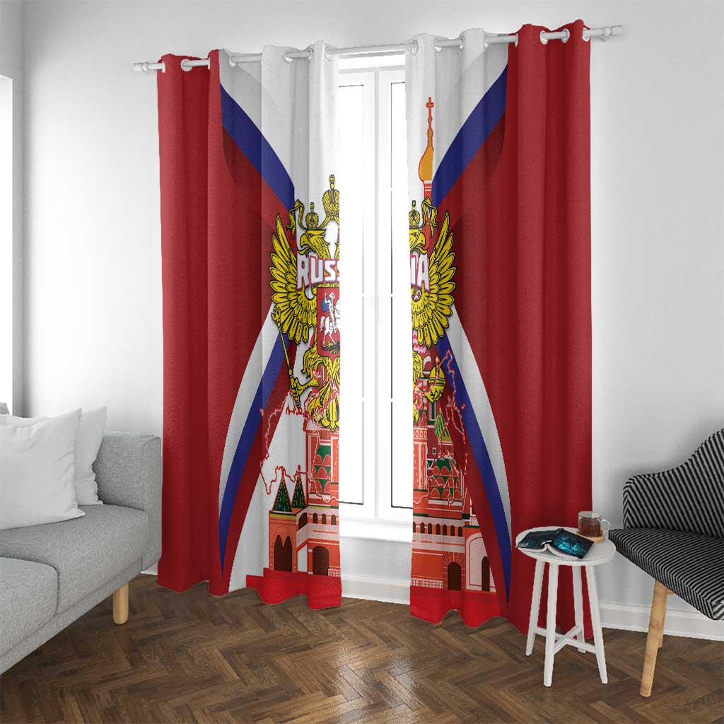 Russia Day Window Curtain Coat Of Arms With Saint Basil's Cathedral