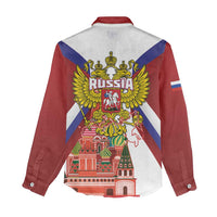 Russia Day Women Casual Shirt Coat Of Arms With Saint Basil's Cathedral