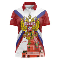 Russia Day Women Polo Shirt Coat Of Arms With Saint Basil's Cathedral