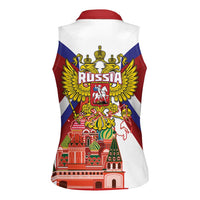Russia Day Women Sleeveless Polo Shirt Coat Of Arms With Saint Basil's Cathedral