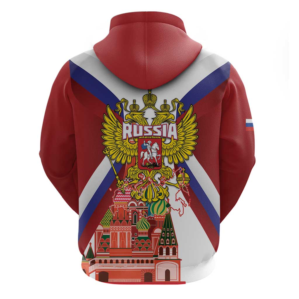 Russia Day Zip Hoodie Coat Of Arms With Saint Basil's Cathedral