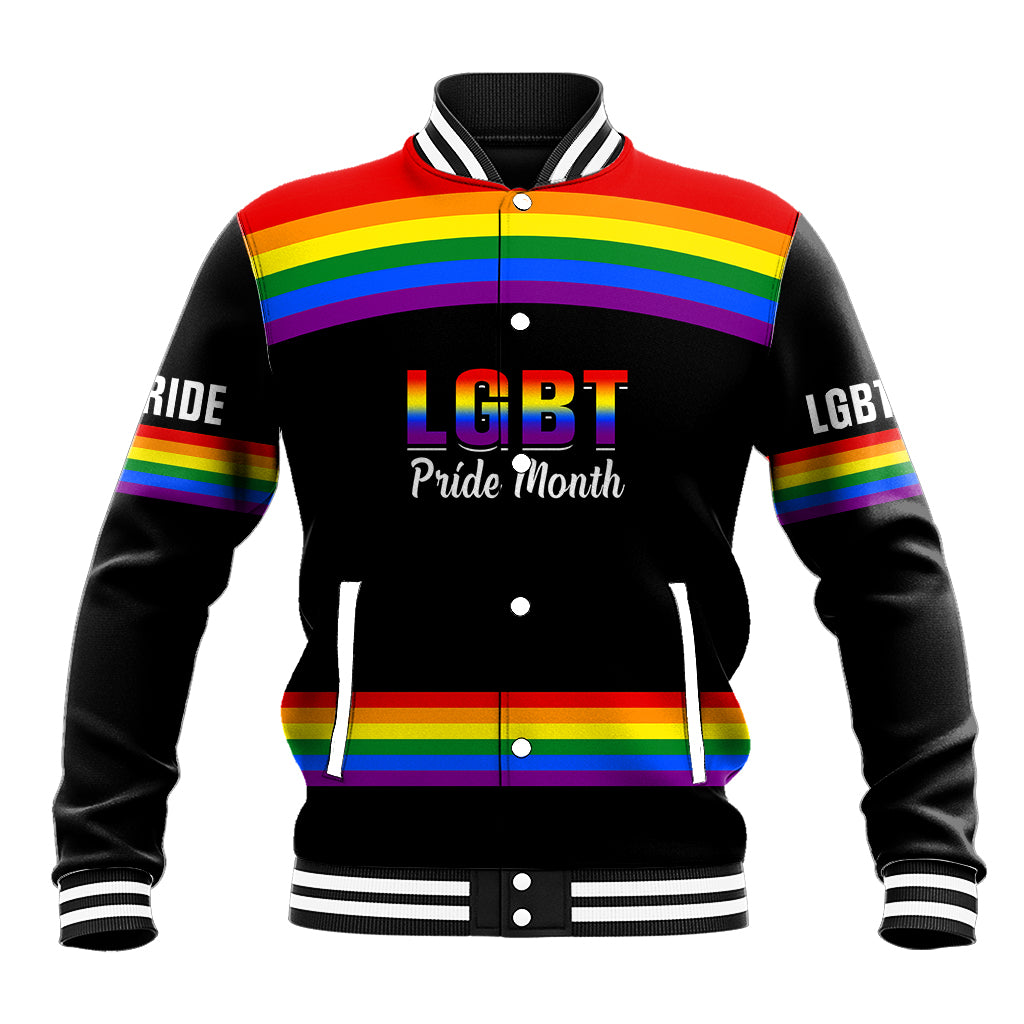 Pride Month LGBT Baseball Jacket Proud Of Who I Am Black - Wonder Print Shop