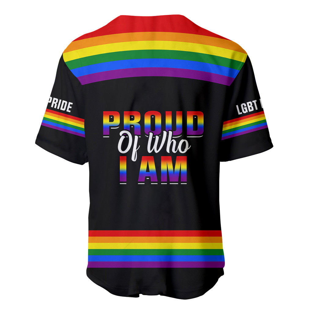 Pride Month LGBT Baseball Jersey Proud Of Who I Am Black - Wonder Print Shop