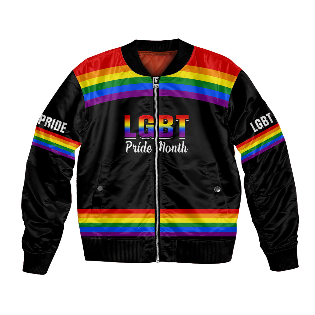 Pride Month LGBT Bomber Jacket Proud Of Who I Am Black - Wonder Print Shop
