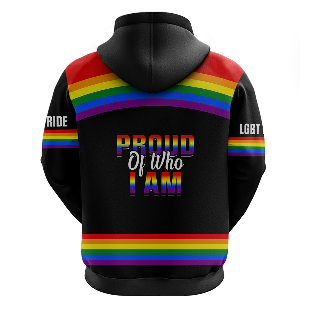 Pride Month LGBT Hoodie Proud Of Who I Am Black - Wonder Print Shop