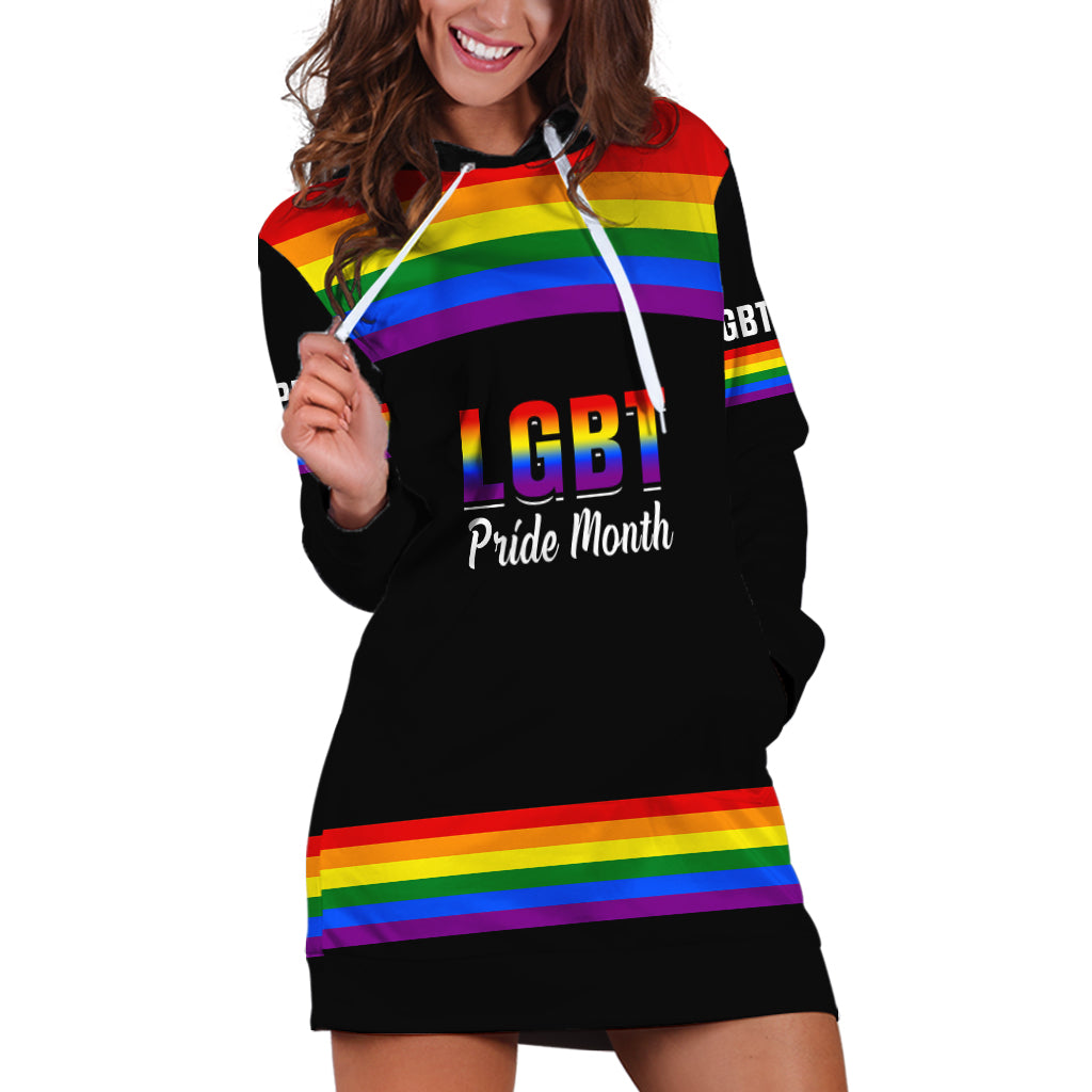 Pride Month LGBT Hoodie Dress Proud Of Who I Am Black - Wonder Print Shop