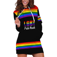 Pride Month LGBT Hoodie Dress Proud Of Who I Am Black - Wonder Print Shop