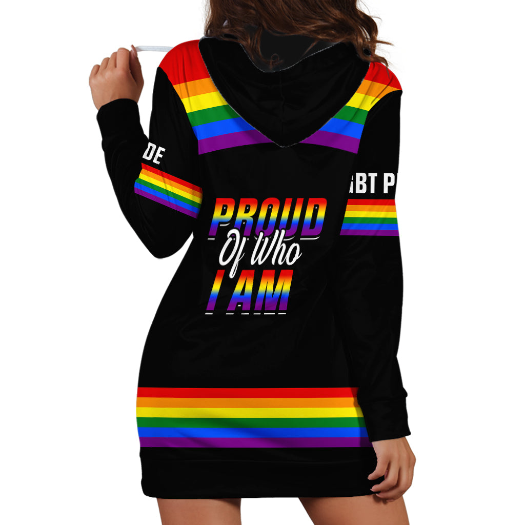 Pride Month LGBT Hoodie Dress Proud Of Who I Am Black - Wonder Print Shop