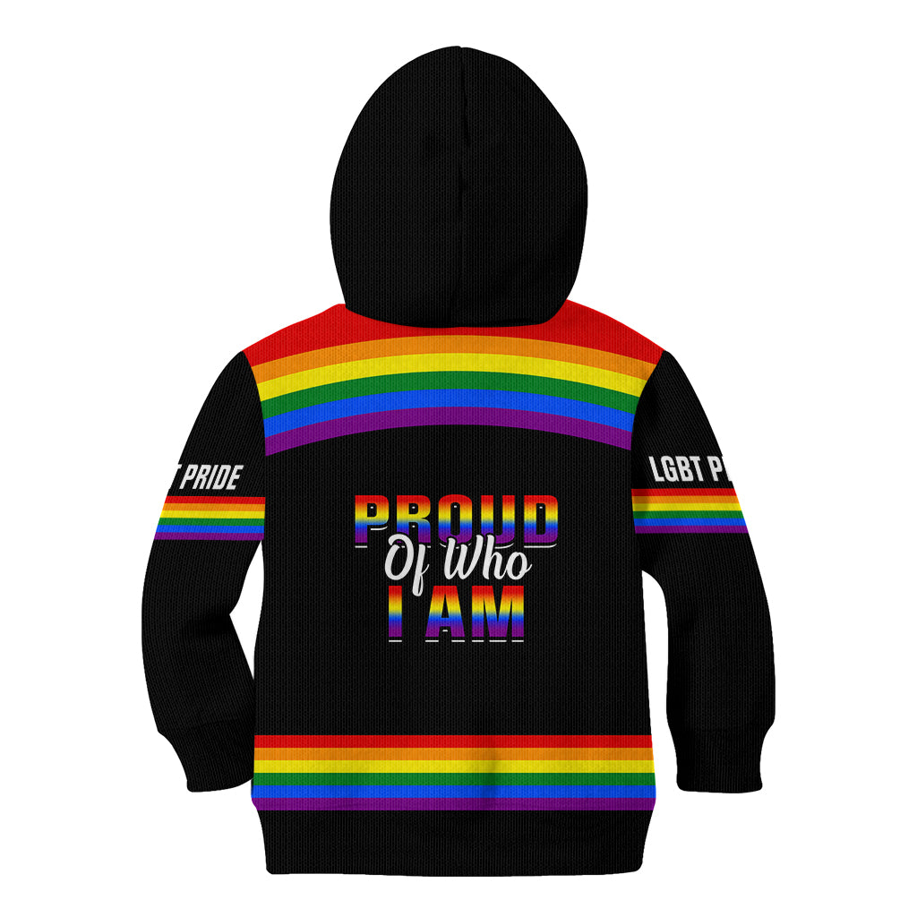 Pride Month LGBT Kid Hoodie Proud Of Who I Am Black - Wonder Print Shop