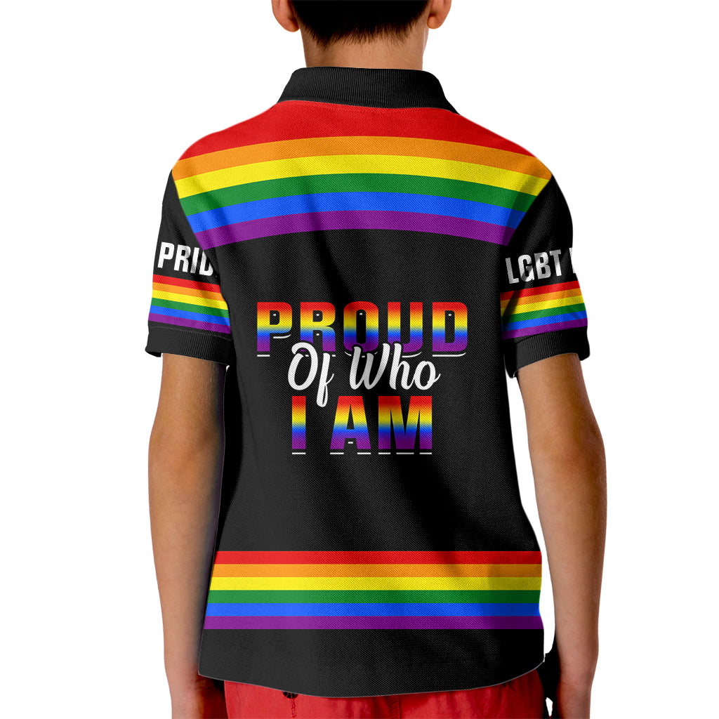 Pride Month LGBT Kid Polo Shirt Proud Of Who I Am Black - Wonder Print Shop