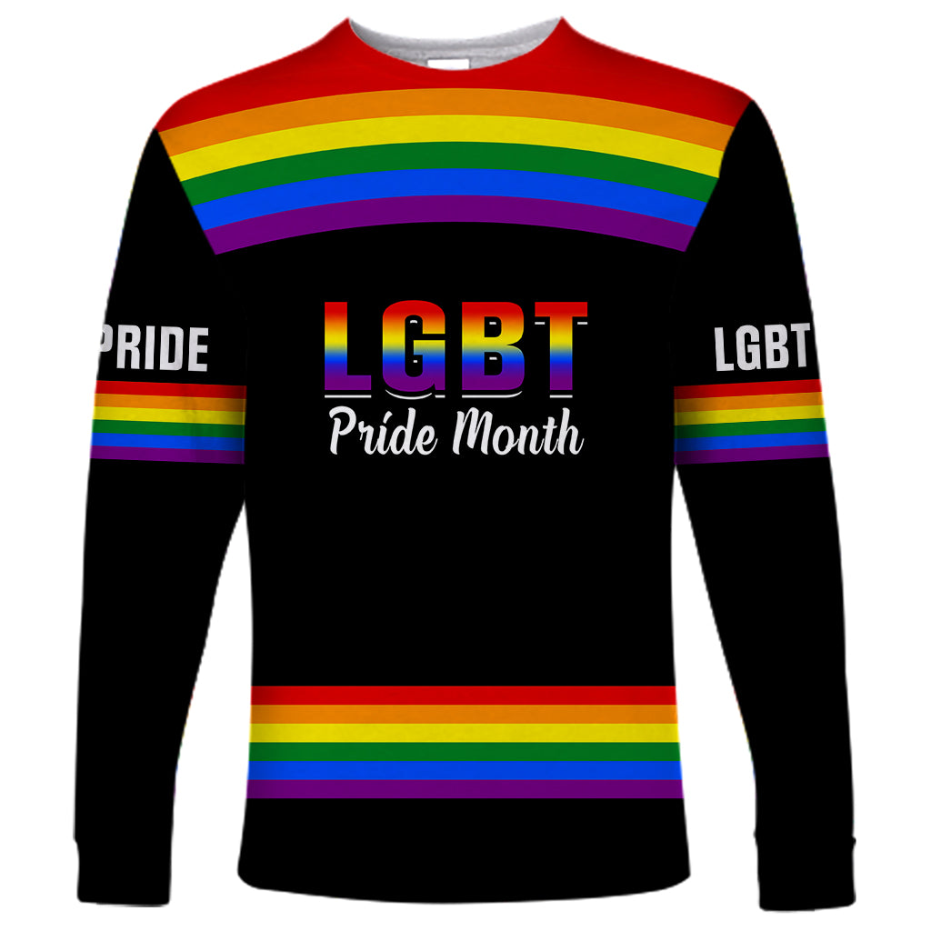Pride Month LGBT Long Sleeve Shirt Proud Of Who I Am Black - Wonder Print Shop