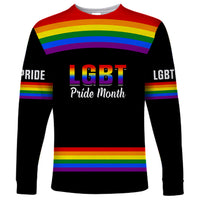 Pride Month LGBT Long Sleeve Shirt Proud Of Who I Am Black - Wonder Print Shop