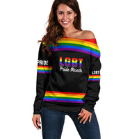 Pride Month LGBT Off Shoulder Sweater Proud Of Who I Am Black - Wonder Print Shop