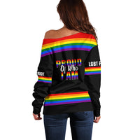 Pride Month LGBT Off Shoulder Sweater Proud Of Who I Am Black - Wonder Print Shop