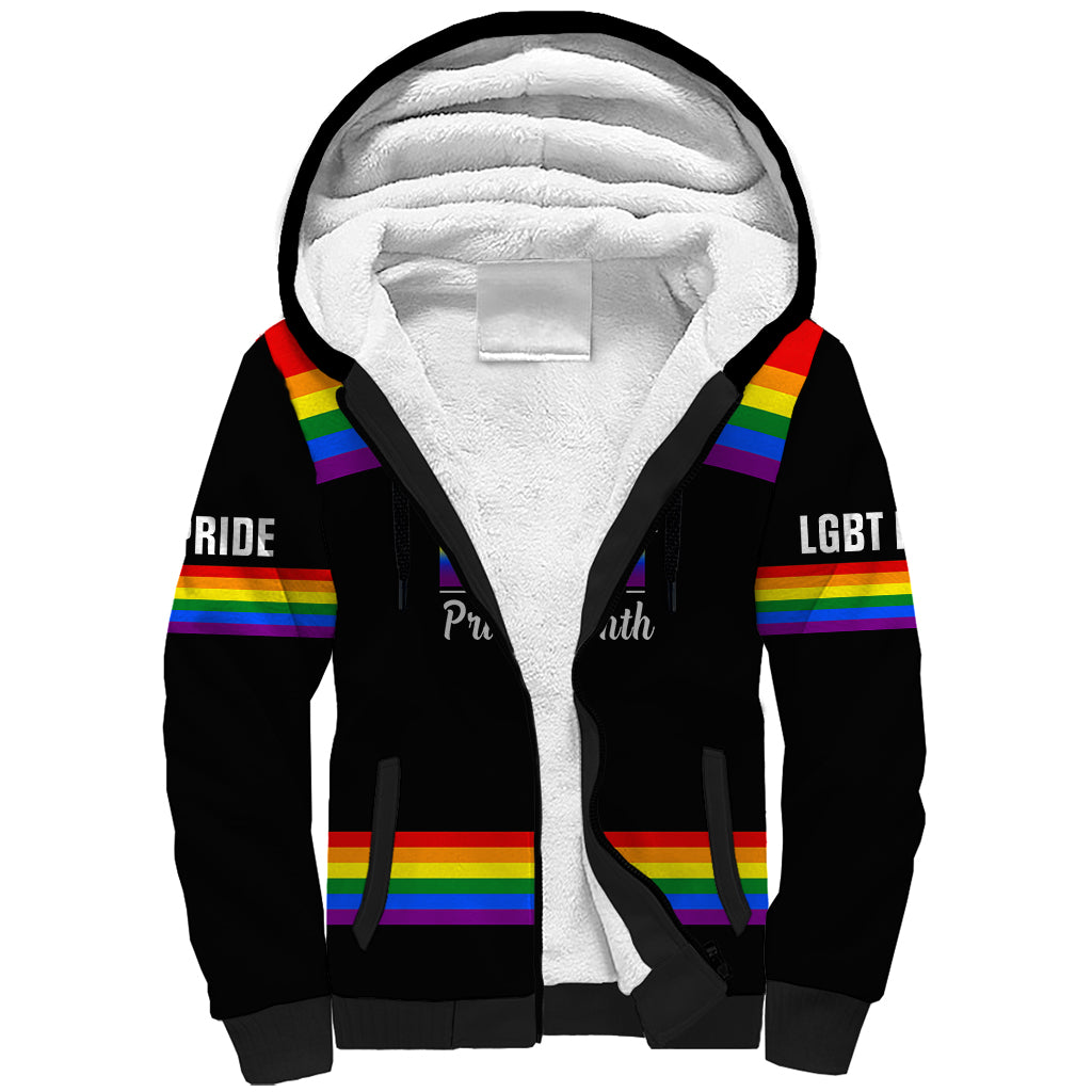 Pride Month LGBT Sherpa Hoodie Proud Of Who I Am Black - Wonder Print Shop