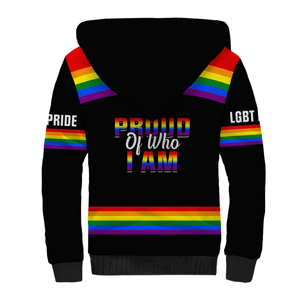 Pride Month LGBT Sherpa Hoodie Proud Of Who I Am Black - Wonder Print Shop