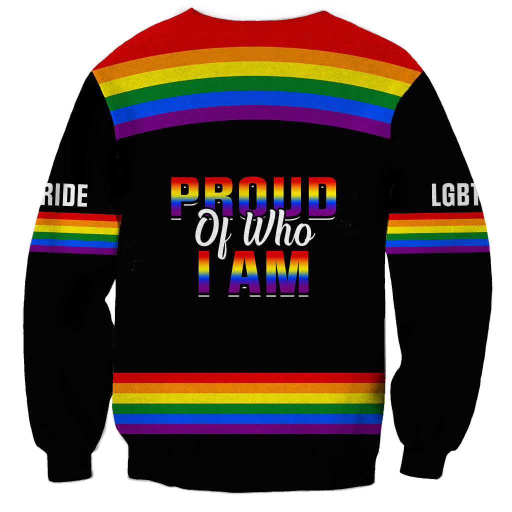 Pride Month LGBT Sweatshirt Proud Of Who I Am Black - Wonder Print Shop